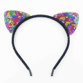 Wholesale Fashion Christmas Cat Ear Hair Hoop Sequins Reflective Hair Band
